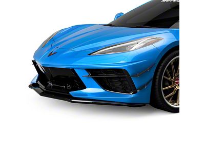 2VR + 1VR Front Bumper Canards; Gloss Black Vinyl (20-24 Corvette C8)