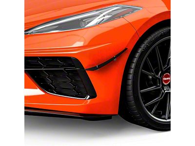 2VR Front Bumper Canards; Gloss Carbon Fiber Vinyl (20-23 Corvette C8)