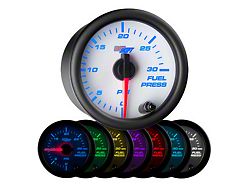 30 PSI Fuel Pressure Gauge; White 7 Color (Universal; Some Adaptation May Be Required)