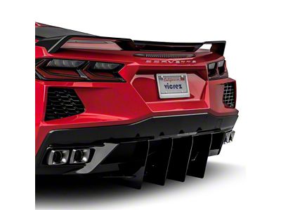 328LV Rear Diffuser; Dry Carbon Fiber Vinyl (20-24 Corvette C8, Excluding Z06)