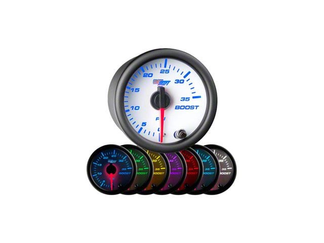 35 PSI Boost Gauge; White 7 Color (Universal; Some Adaptation May Be Required)