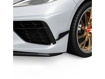 3VR Front Bumper Canards; Gloss Carbon Fiber Vinyl (20-23 Corvette C8)