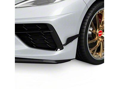 3VR Front Bumper Canards; Matte Black Vinyl (20-25 Corvette C8)
