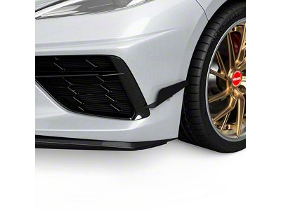 3VR Front Bumper Canards; Satin Black Ice Vinyl (20-25 Corvette C8)