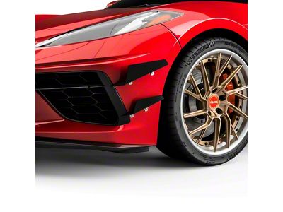 4VR + 3VR Front Bumper Canards; Gloss Carbon Fiber Vinyl (20-23 Corvette C8)