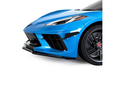 4VR Front Bumper Canards; Gloss Black Vinyl (20-24 Corvette C8)