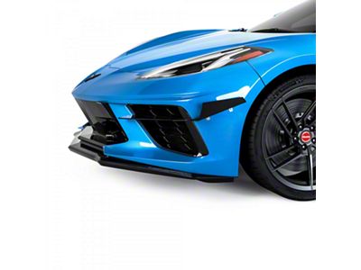 4VR Front Bumper Canards; Matte Black Vinyl (20-25 Corvette C8)