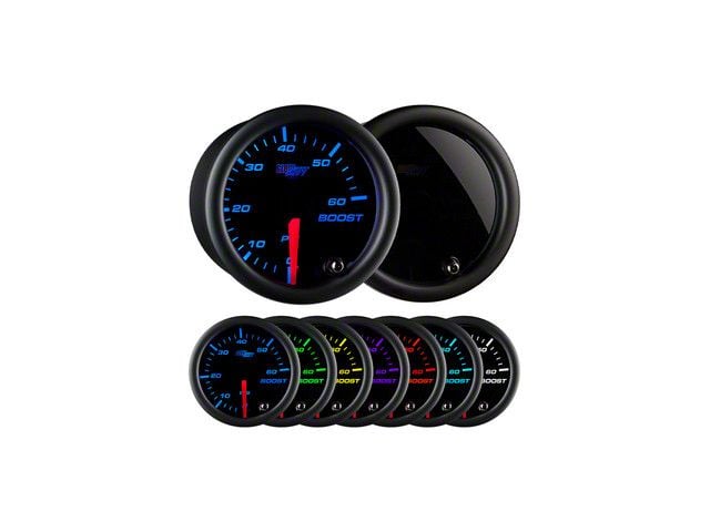 60 PSI Boost Gauge; Tinted 7 Color (Universal; Some Adaptation May Be Required)