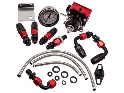 Adjustable Fuel Pressure Regulator Kit; -6AN; 0-100 PSI; Black/Red (Universal; Some Adaptation May Be Required)