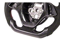 Alcantara Steering Wheel with Button Covers; Carbon Fiber with Red Stripe (14-19 Corvette C7 w/o Heated Steering Wheel)