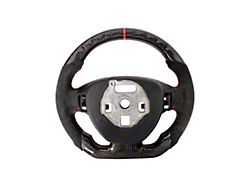 Alcantara Steering Wheel without Button Covers; Carbon Fiber with Red Stripe (14-19 Corvette C7 w/o Heated Steering Wheel)