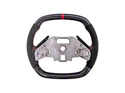 Alcantara Steering Wheel without Button Covers; Carbon Fiber with Red Stripe (20-25 Corvette C8 w/o Heated Steering Wheel)