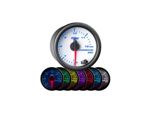 Analog Wideband E85 Air/Fuel Ratio Gauge; White 7 Color (Universal; Some Adaptation May Be Required)