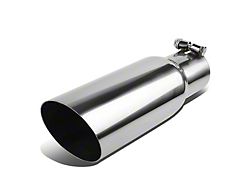 Angled Cut Round Exhaust Tip; 3.50-Inch; Polished (Fits 2.50-Inch Tailpipe)