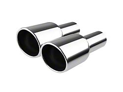 Angled Cut Round Exhaust Tips; 4-Inch; Polished (Fits 2.50-Inch Tailpipe)