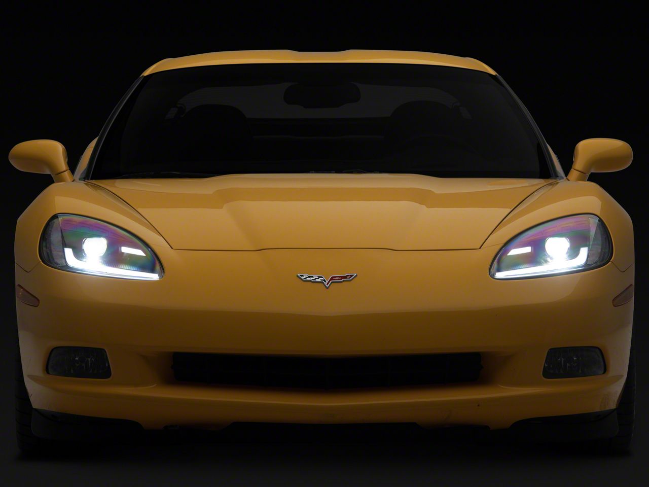 Corvette APEX Series HighPower LED Module Headlights; Black Housing