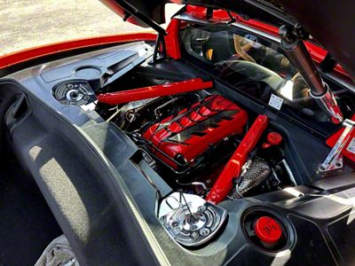 Billet Aluminum Engine Strut Covers; Satin/Brushed (20-26 Corvette C8 w/ MagneRide)