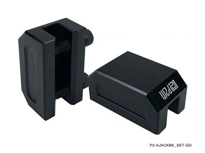 Billet Aluminum Frame Rail Jack Adapters; Black (Universal; Some Adaptation May Be Required)