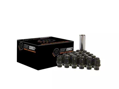 Black Acorn Spline ET Lug Nuts; M12x1.5; Set of 20 (97-19 Corvette C5, C6 & C7)