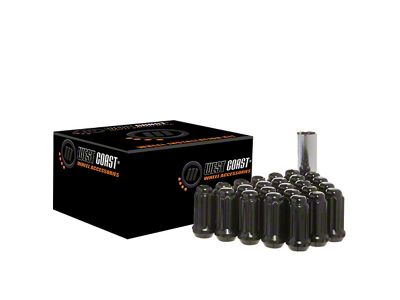 Black Acorn Spline Lug Nuts; M14x1.5; Set of 20 (20-25 Corvette C8)