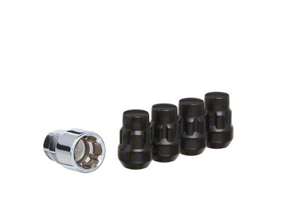 Black Acorn Wheel Locks; M12x1.5; Set of 4 (97-19 Corvette C5, C6 & C7)
