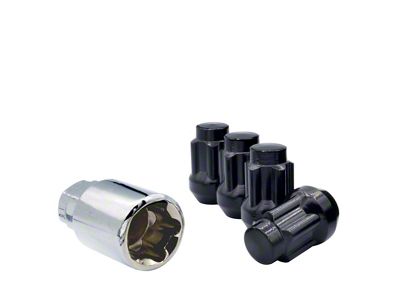 Black Bulge Acorn Lock Set for Aftermarket Wheels; M12x1.5; Set of 4 (97-19 Corvette C5, C6 & C7)