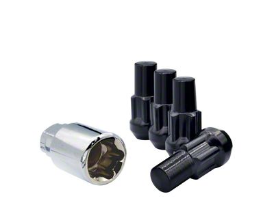 Black Bulge Acorn Lock Set for Aftermarket Wheels; M14x1.5; Set of 4 (20-26 Corvette C8)