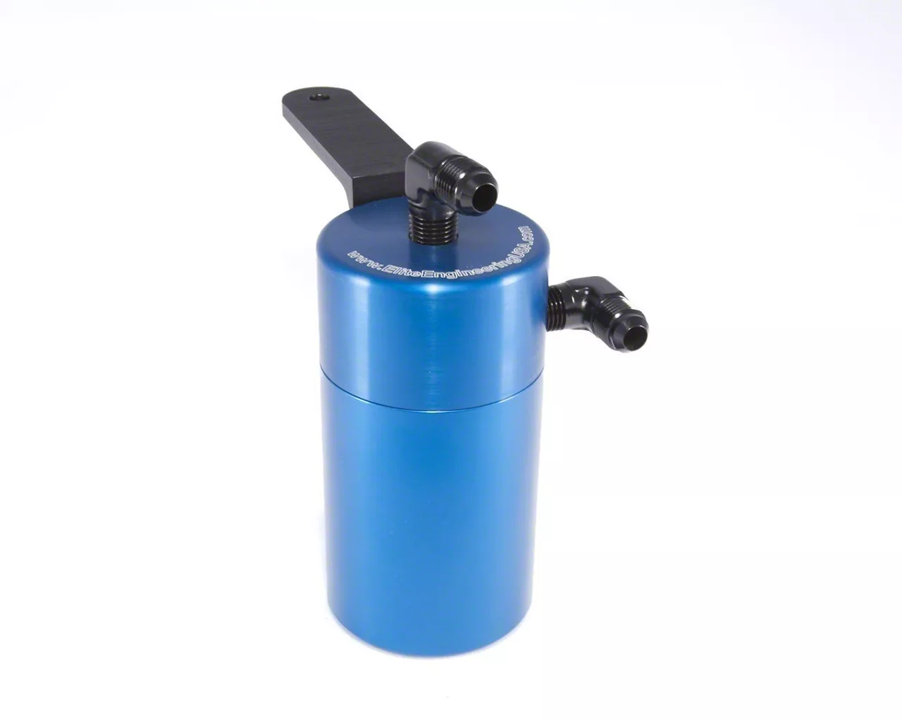 Corvette Blue Standard Oil Catch Can; Black AN Fittings/Stainless Steel