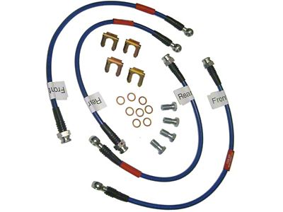 Braided Brake Hose Set; Blue Stainless Steel (06-13 Corvette C6 Z06)