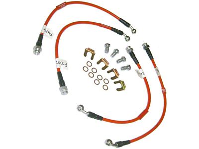 Braided Brake Hose Set; Red Stainless Steel (97-04 Corvette C5)