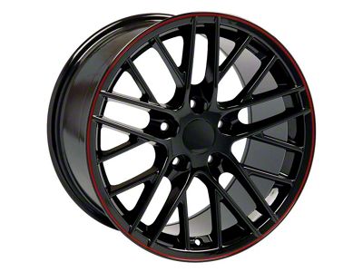 CV08B Gloss Black with Redline Wheel; Front Only; 18x8.5; 56mm Offset (97-04 Corvette C5)