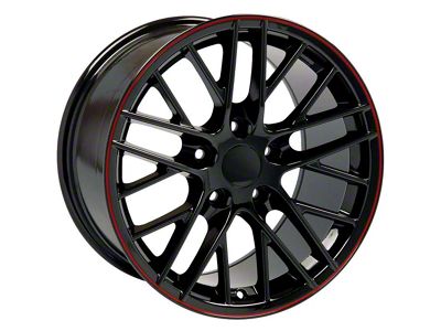 CV08B Gloss Black with Redline Wheel; Front Only; 18x8.5 (97-04 Corvette C5)