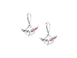 C5 Enameled Leverback Earrings; Sterling Silver