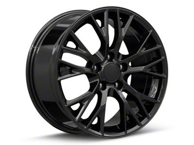 C7 Z06 Replica Gloss Black Wheel; Front Only; 18x8.5 (97-04 Corvette C5)