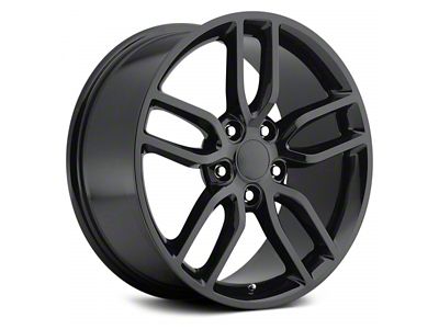 C7 Z51 Replica Gloss Black Wheel; Front Only; 18x8.5 (97-04 Corvette C5)