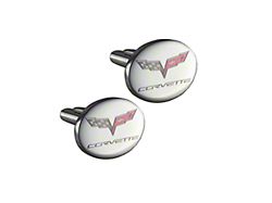 C6 Emblem Oval Cufflinks; Polished