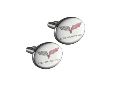 C6 Emblem Oval Cufflinks; Polished