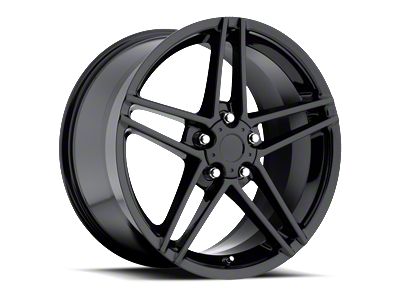 C6 Z06 Replica Gloss Black Machined Wheel; Rear Only; 19x10 (14-19 Corvette C7 Stingray)