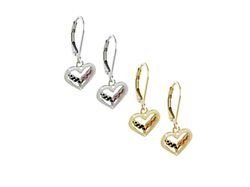 C7 Heart Enameled Earrings; 14K Yellow Gold
