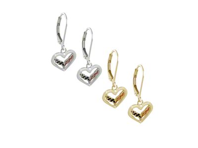 C7 Heart Enameled Earrings; Sterling Silver