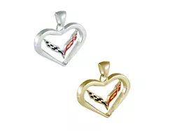 C7 Heart Enameled Emblem Pendant; Sterling Silver