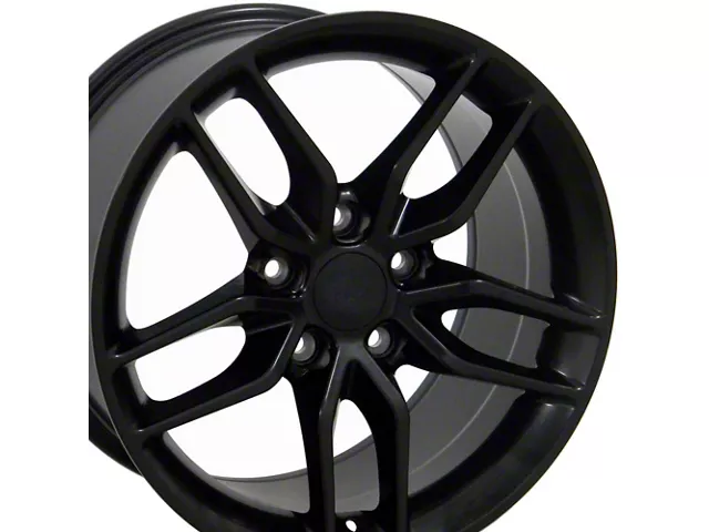 C7 Stingray Style Satin Black Wheel; Front Only; 17x9.5 (97-04 Corvette C5)