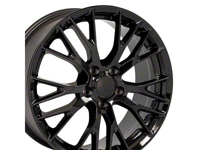 C7 Z06 Style Gloss Black Wheel; Front Only; 19x8.5; 56mm Offset (14-19 Corvette C7 Stingray)