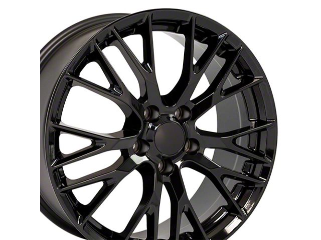 C7 Z06 Style Gloss Black Wheel; Front Only; 19x8.5 (14-19 Corvette C7 Stingray)