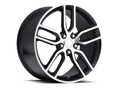 C7 Z51 Replica Black Machined Wheel; Rear Only; 20x10; 56mm Offset (97-04 Corvette C5)