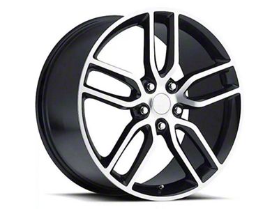 C7 Z51 Replica Gloss Black Machined Wheel; Rear Only; 20x10; 79mm Offset (14-19 Corvette C7 Stingray)