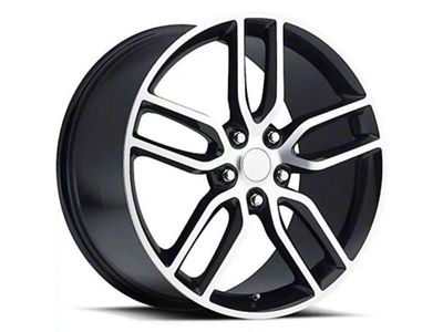 C7 Z51 Replica Gloss Black Machined Wheel; Rear Only; 20x10 (14-19 Corvette C7 Stingray)