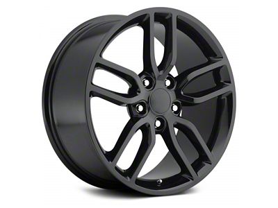 C7 Z51 Replica Gloss Black Wheel; Rear Only; 18x9.5 (97-04 Corvette C5)