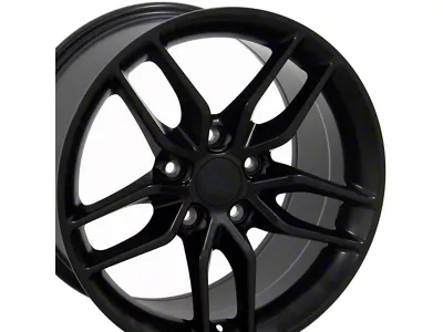 C7 ZR1 Style Gloss Black Wheel; Front Only; 17x9.5; 56mm Offset (97-04 Corvette C5)