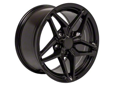 C7 ZR1 Style Gloss Black Wheel; Rear Only; 18x10.5; 56mm Offset (97-04 Corvette C5)